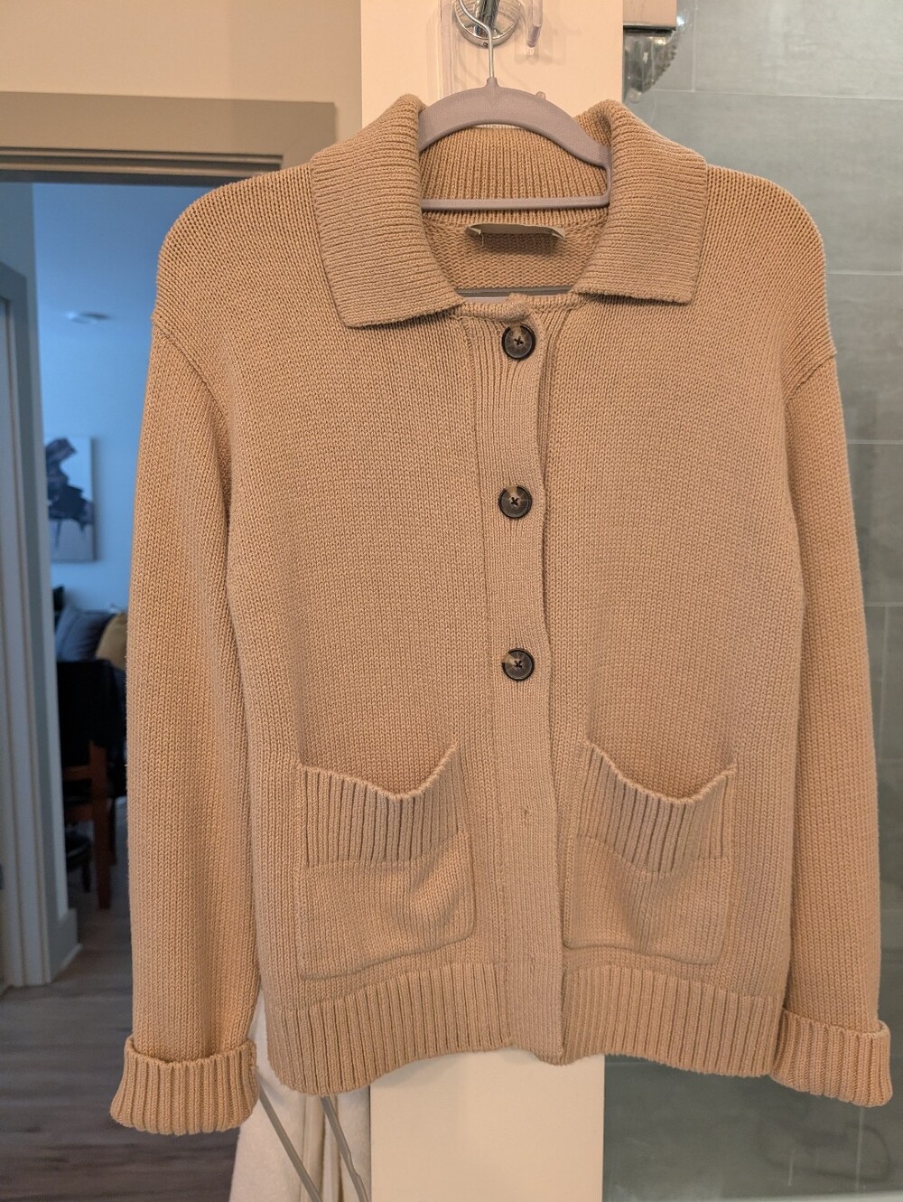 Chore Jacket Knit Button-Up Cardigan with Pockets XS Great Condition